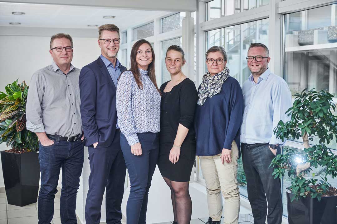 Beierholm Roskilde/Lejreteamet består af, fra venstre: Michael Vejgaard Hansen, Carsten Johnsen, Randi Landergreen Andersen, Mette Elmann Johansen, Birgit Sode og Kenneth Brøndum